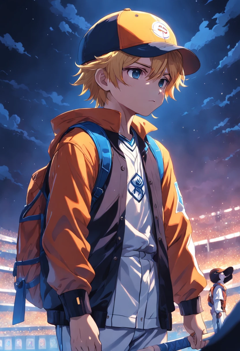 Sunshine Boys(Sunshine Boys),It has an enchanting aura., Baseball Uniforms,The baseball cap is crooked,Wear a baseball glove on your right hand,Hold the skis in your left hand