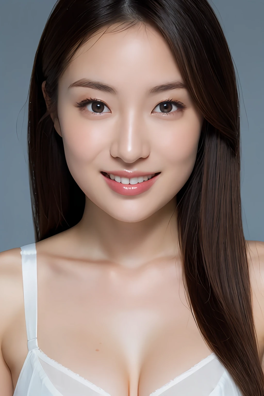 ((The highest image quality, 8K, tmasterpiece:1.3)), 1girll, Beautiful woman with slender abs:1.3, (casual hairstyle, :1.2), Pink low cut bra,Oversized,the skin is very white,Ultra-fine face, A detailed eye, 二重まぶた,ssmile。Take pictures in cute poses,The figure is very bad,tiny small waist,Super big breasts,close-up,Close-up chest,White-skinned,The background is casual,Close-up shot shots