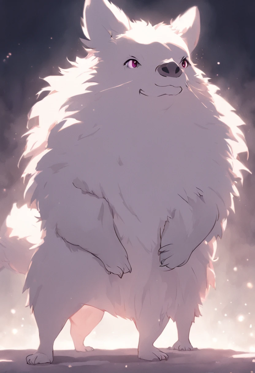 hairy pubic,looking toward the viewer, A turtle,mammal, canid, fur, A dog, Solo, White body, White fur, Clothing,Wear a plain white short-sleeved T-shirt,White shorts , anthro, tuft, Ambiguous gender, Detailed background, wears, inner ear fluff, Black nose, Nature, Brown eyes, multicolored body,Fluffy tail,Young,Petite and cute emphasis,Walking posture,Detailed characters,A smile on his face(1.2),Protruding claws,Pink meat pad,Enhance long-haired animals(1.2),the night,borgar(1.1)。Solo furry,White fur,hyper cute face,Glowing T-shirt,Beautiful lights and shadows,ambient lights,Ultra-fine fur,volumettic light