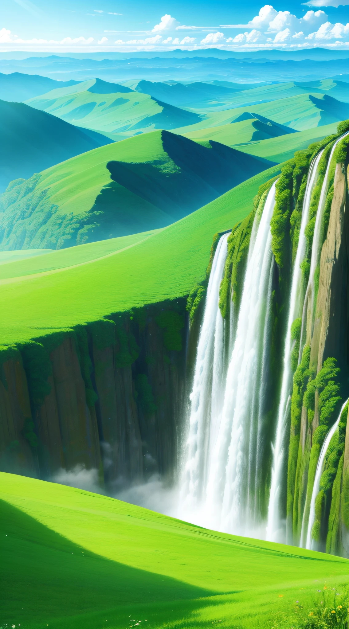 A beautiful wallpaper，Green Mountains and Green Water