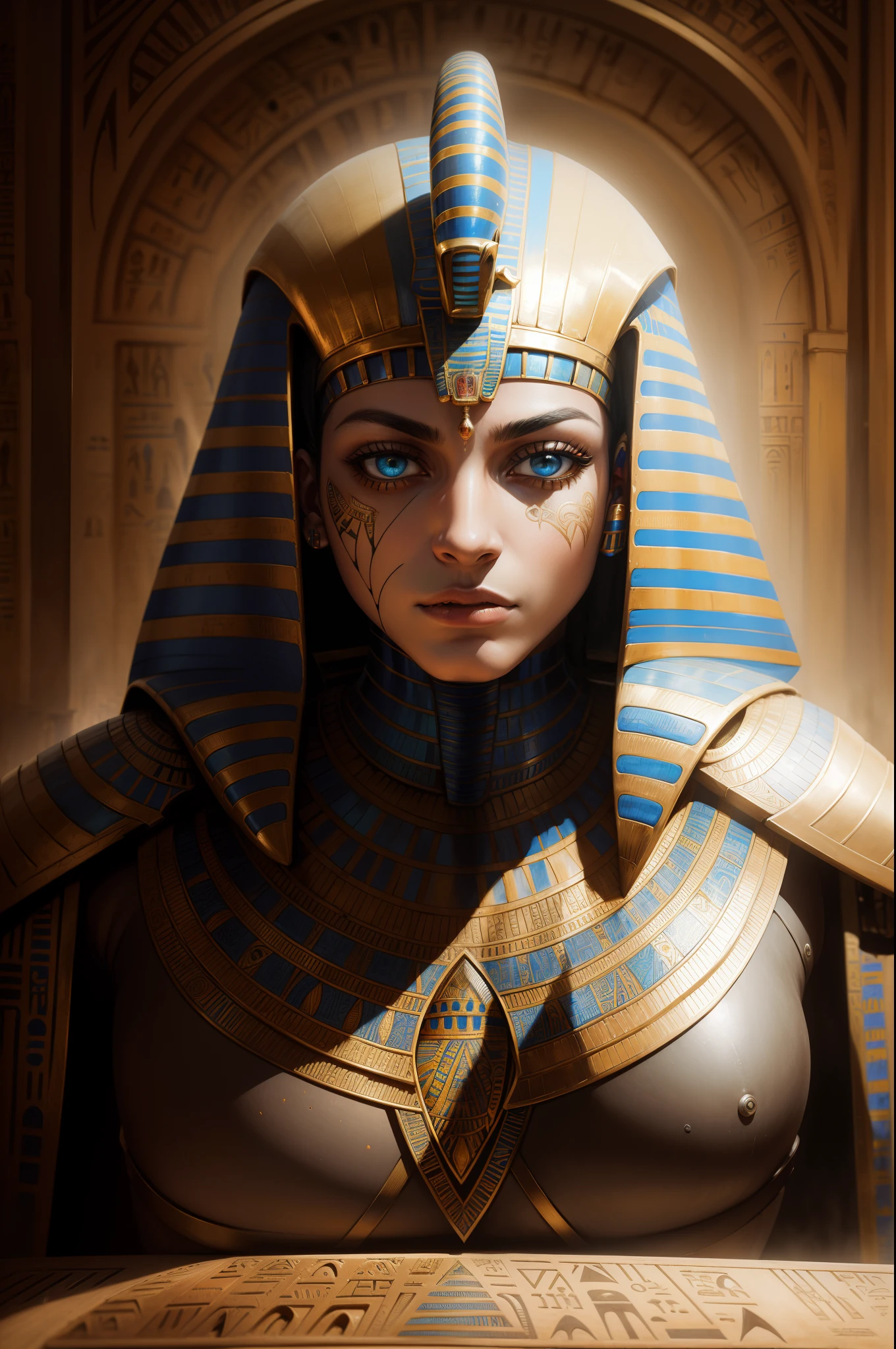 biomachine:1.3, (Egyptian Isis Art:1.2), (colorido dourado:1.2), Hans Giger, (zentangle:1.2), granulado, extremamente detalhado, detalhes intrincados, dynamic lighting, fotorrealista, luz natural, baixo h, obra prima, detalhado 8k