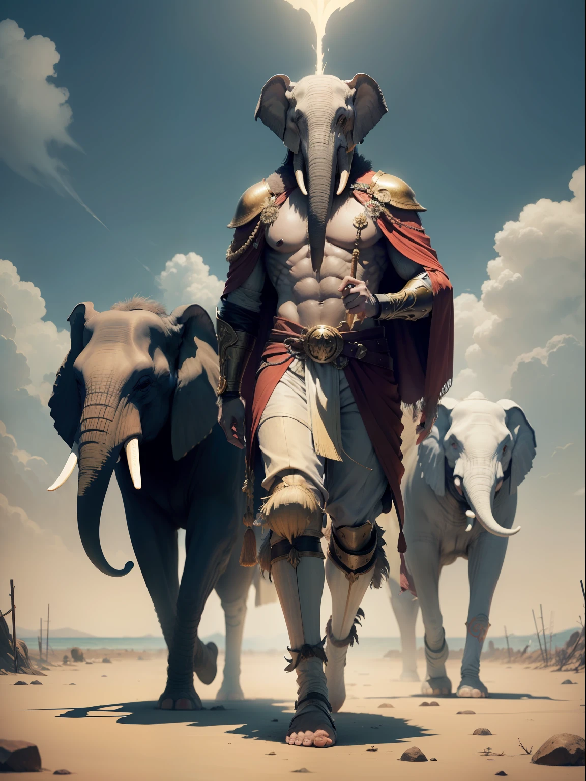 O Reigner, O mask of flesh and blood, all elephants, feathers, bearers of the name of man, Heat and strife, Walk forward to the south, which is the reverse of the sea、a picture、high-level image quality