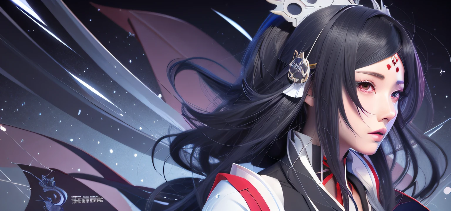 Anime characters with long black hair and white face and black hair, onmyoji portrait, Onmyoji detailed art, Detailed digital anime art, attractive matoi ryuko, Detailed key anime art, Best anime 4k konachan wallpaper, high detailed official artwork, anime big breast《kingpin》Albedo in , onmyoji, ryuko matoi