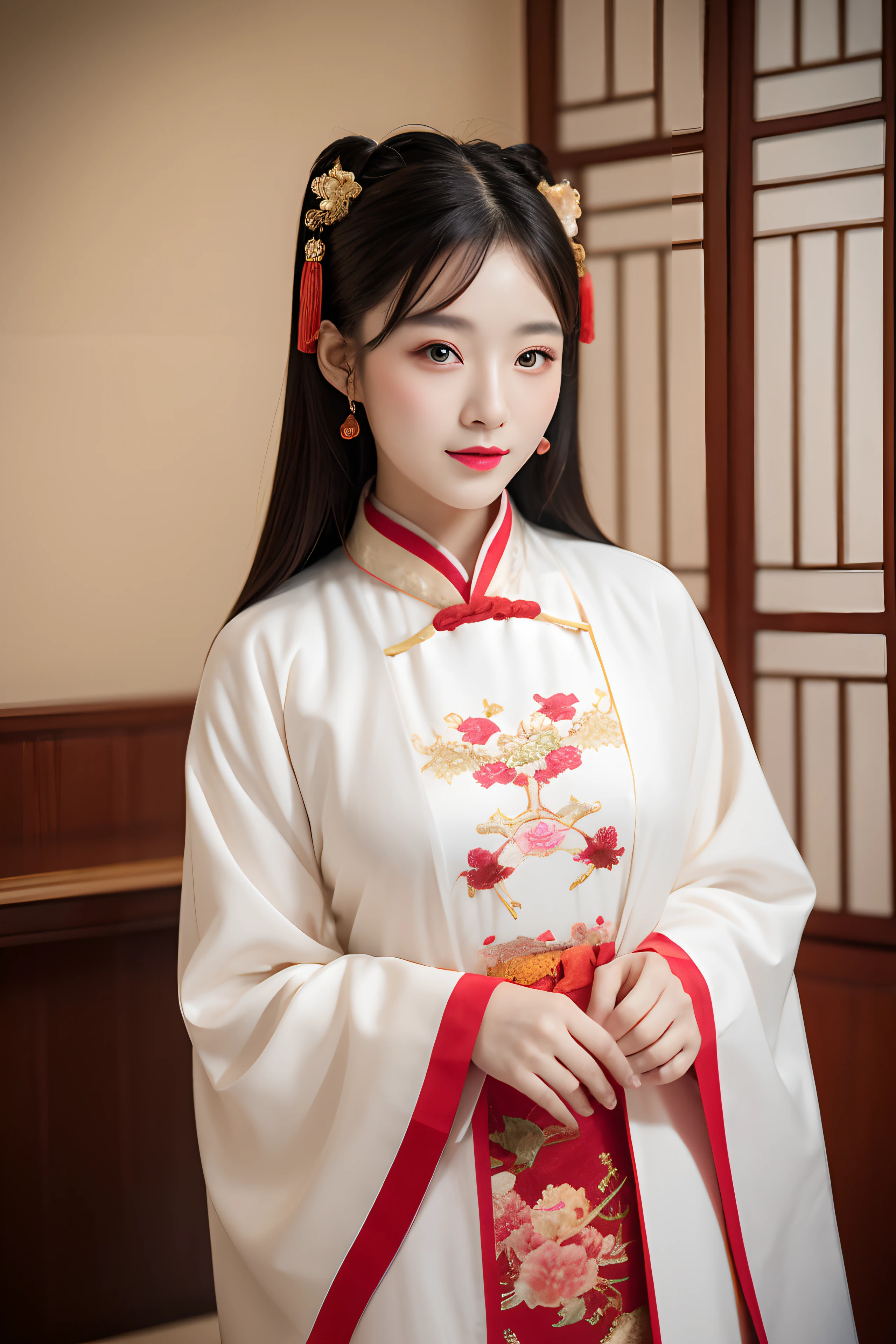 Photo of a Beautiful Chinese woman in traditional clothing, 4k, 80mm