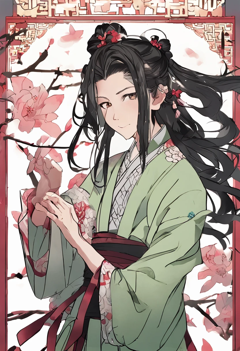 Libido boy，HighestQuali，extremely detaile，Youthful，Sword-eyed stars，Tribal Junior，，Young man，cool guy，Ancient wind，vivaciousness，child，Libido boy，Gorgeous light green robe，Black Chinese style high ponytail，Black eyes，Sunny and cheerful，Young man，Black hair，s delicate face，sharp sharp eyes，Clear eyebrows，Kind expression，Fluttering hair，Flowing sleeves，Ancient style，Wind dance pose, Long flowing black hair fluttered out，Messy hair，Qi Yu Xuanang，looking at viewert，（tmasterpiece：1.4），（best qualtiy：1.4），(The composition is perfect)，high-definition depiction，8K，The polar composition of the film，Cinematic lighting，Cinematic texture，Strong sense of atmosphere