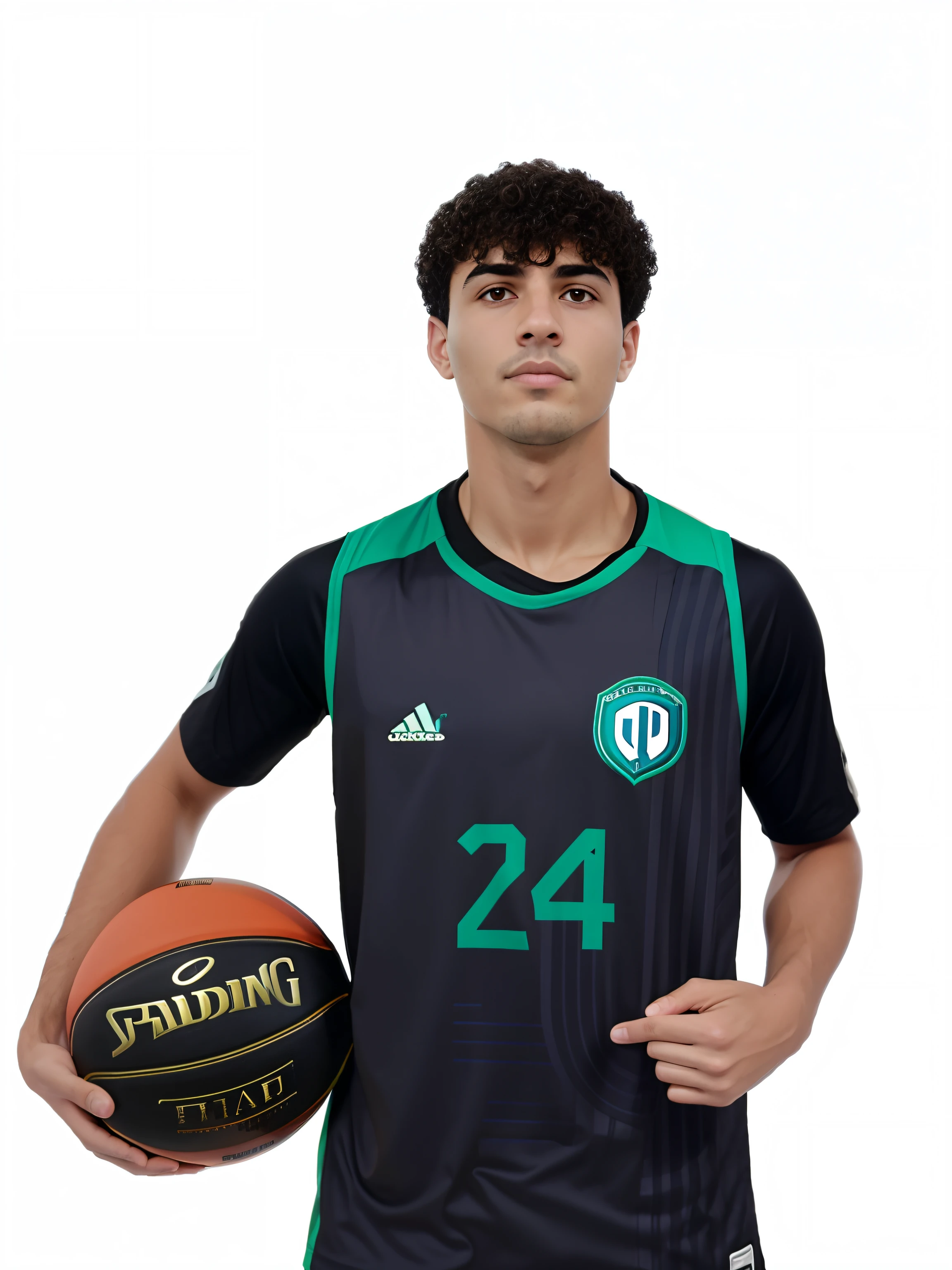 Jogador de basquete do sexo masculino Arafed segurando uma bola de basquete e posando para uma foto, vestindo camisa de basquete, 1 / 4 headshot, Carmelo Blandino, 1 / 2 headshot, Riyahd Cassiem, Condutor de Ene, retrato frontal, 1 6 anos, altura total, Retrato no meio da foto, Cristiano Orrillo, Deiv Calviz, Tiro frontal