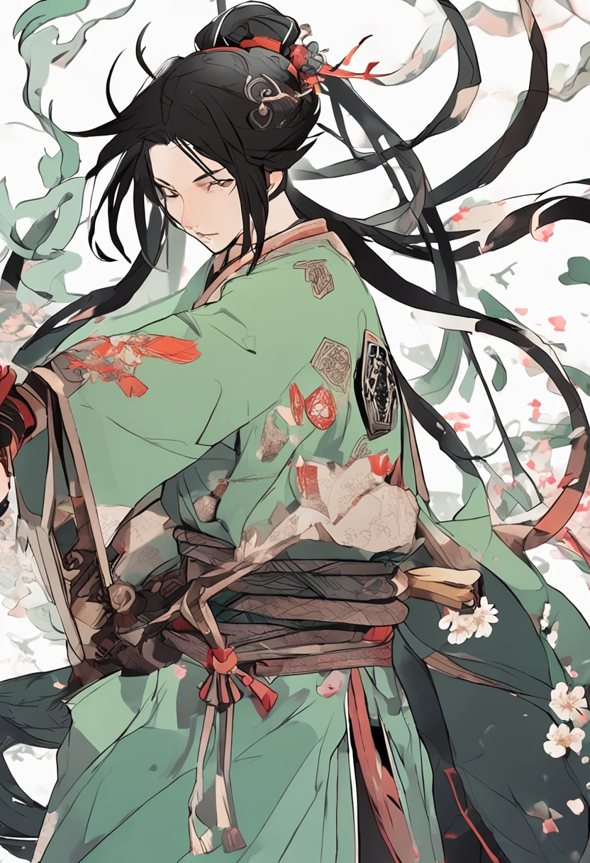 Libido boy,HighestQuali,extremely detaile,Youthful,Sword-eyed stars,Tribal Junior,Around twelve years old,Young man,cool guy,Ancient wind,vivaciousness,child,Libido boy,Gorgeous light green robe,Black Chinese style high ponytail,Black eyes,Sunny and cheerful,Young man,Black hair,s delicate face,sharp sharp eyes,Clear eyebrows,Kind expression,Fluttering hair,Flowing sleeves,Ancient style,Wind dance pose, Long flowing black hair fluttered out,Messy hair,Qi Yu Xuanang,looking at viewert,(tmasterpiece:1.4),(best qualtiy:1.4),(The composition is perfect),high-definition depiction,8K,The polar composition of the film,Cinematic lighting,Cinematic texture,Strong sense of atmosphere