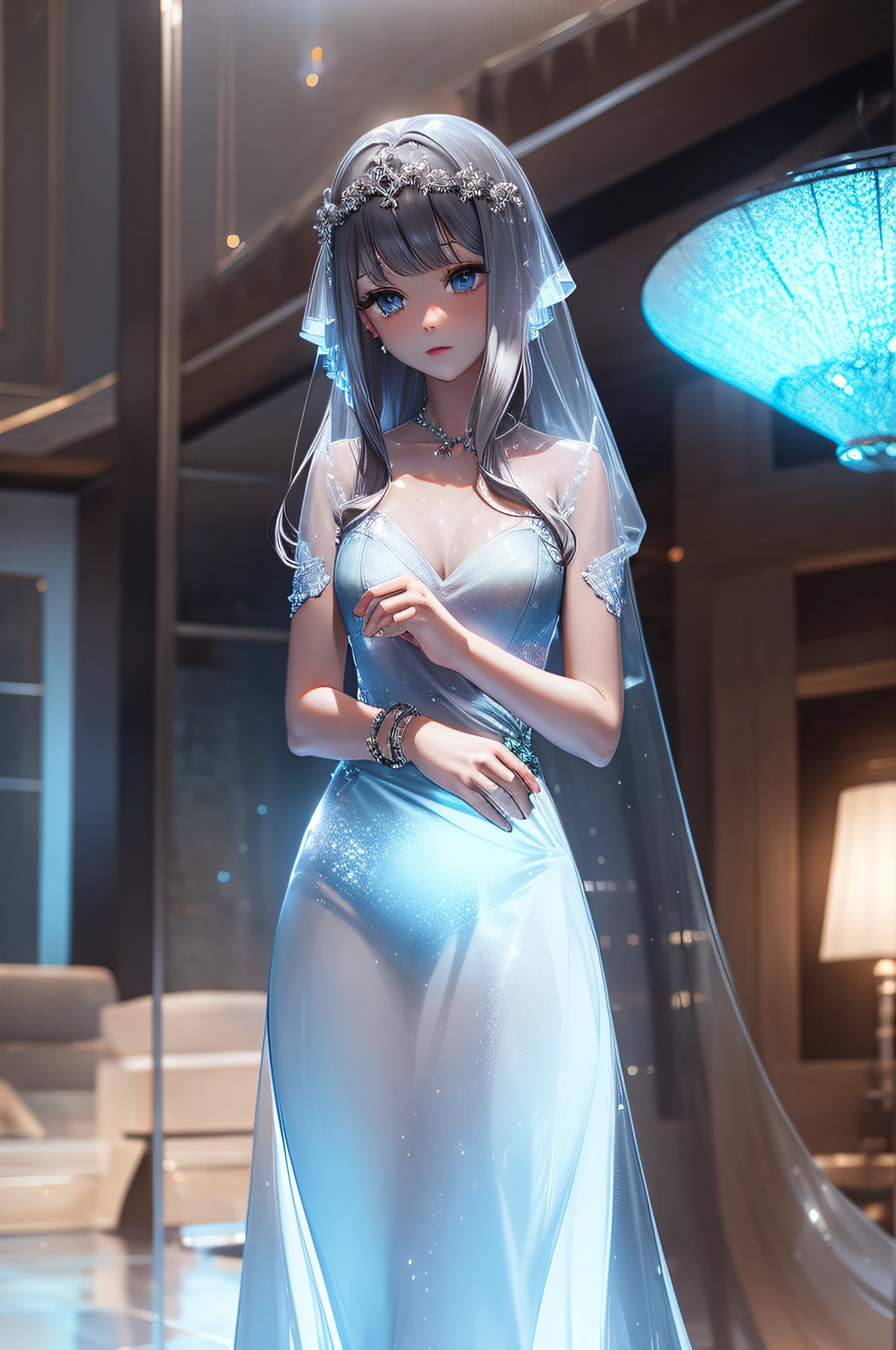 Girl in translucent dress