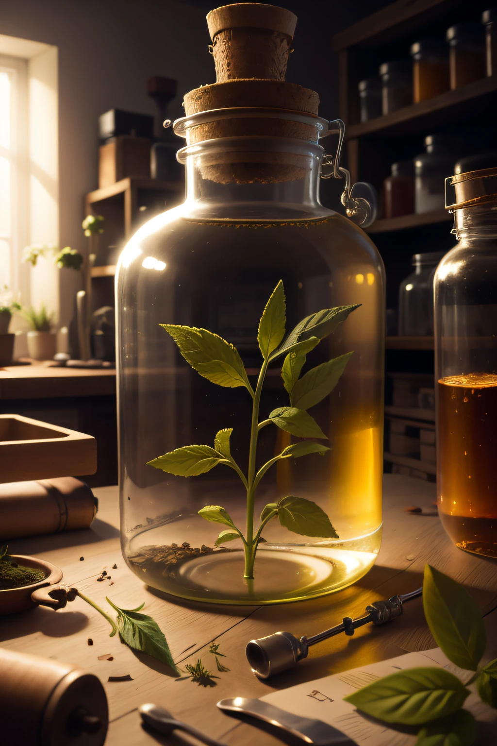 Medicinal herbs in a laboratory