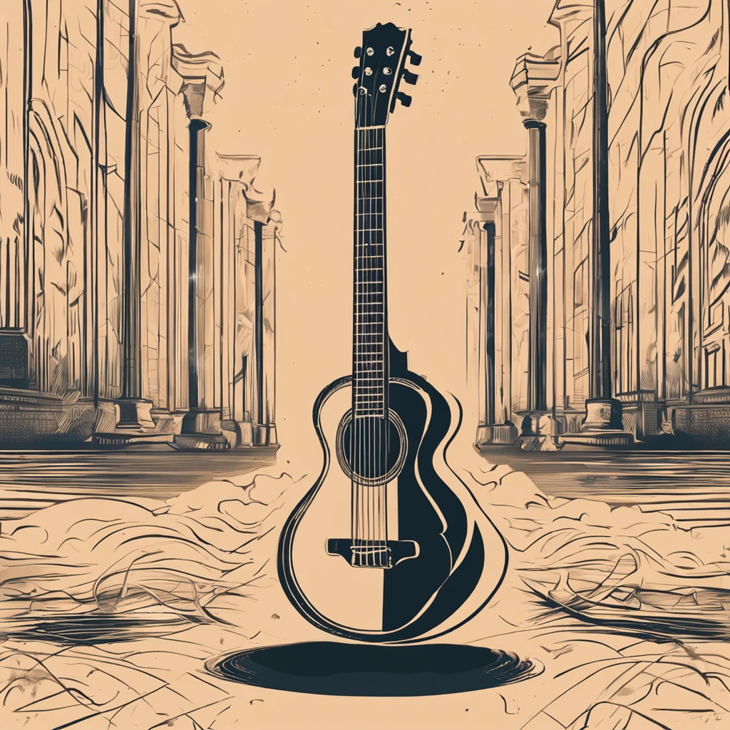 "Minimalist logo of a classical guitar, vector, trazos gruesos en negro"