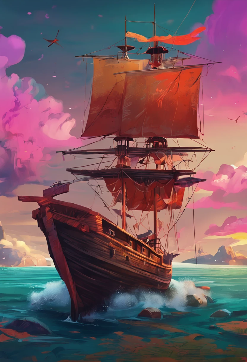 havia um pequeno barco a remo, on the coast of this magical island. Havia uma menina, Pintura SNES