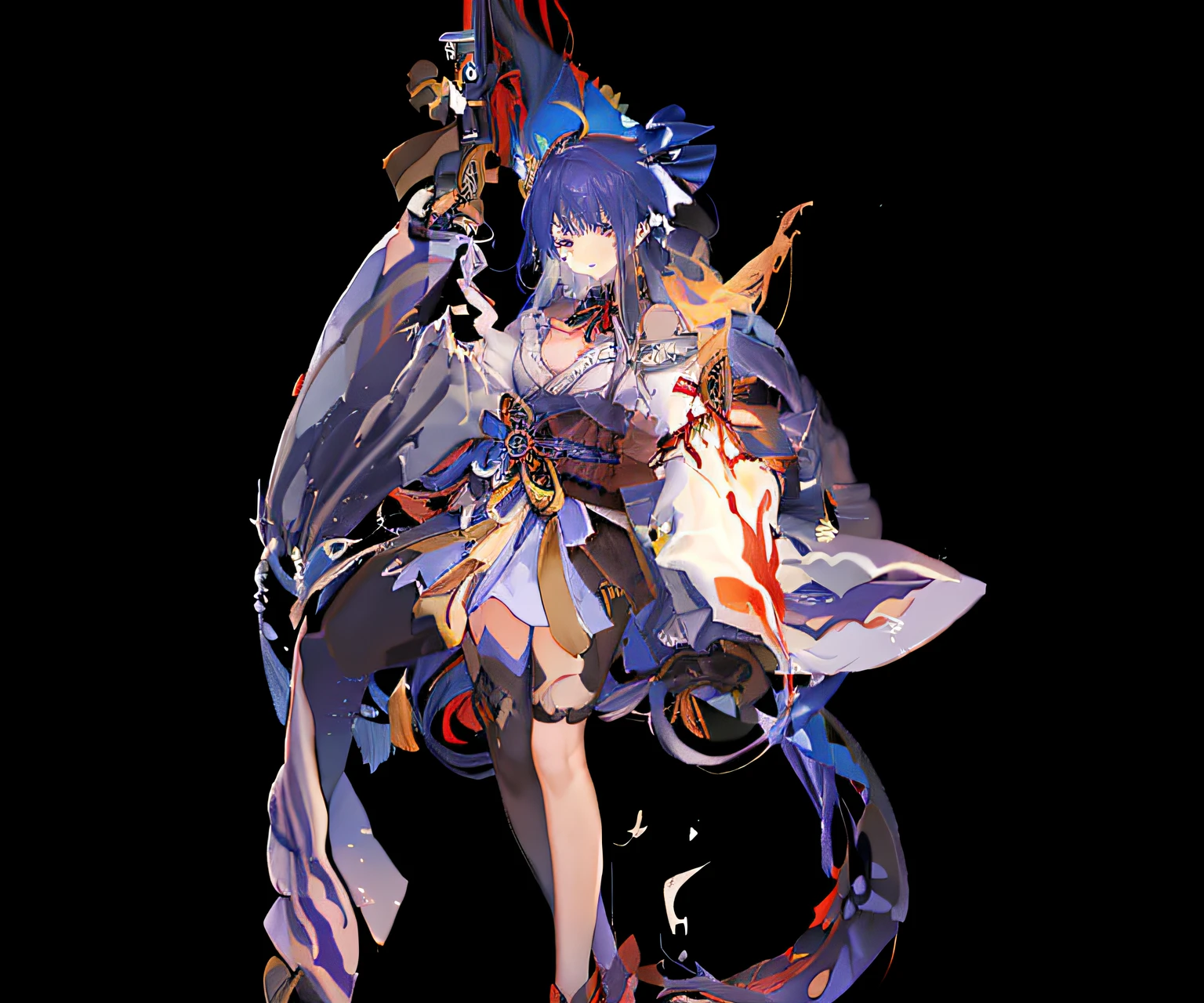 cyber punk perssonage、Omnipotent ghosts、Warrior on the blade、Clouds in the sky、Glassy blades