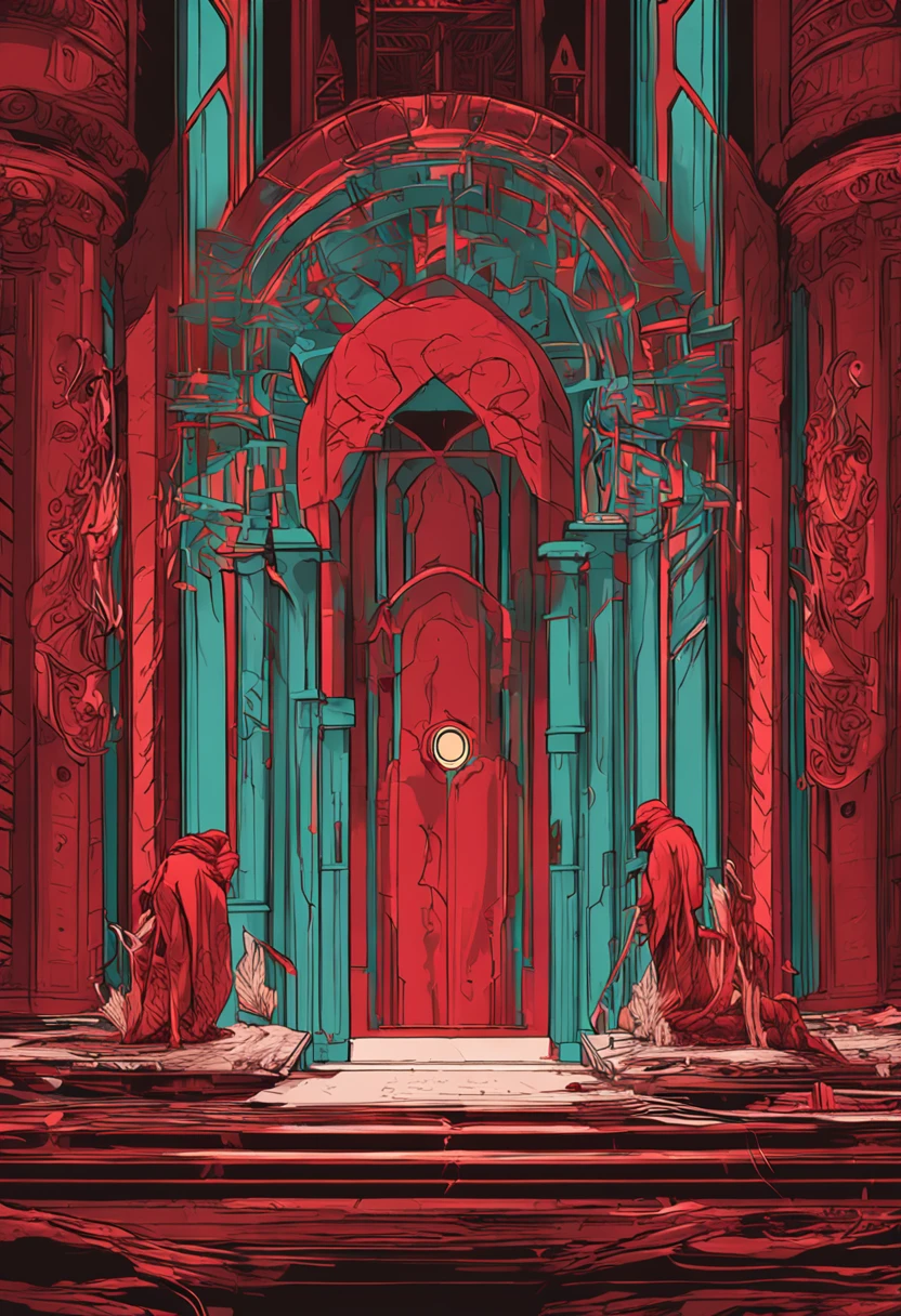red merlin with fire portal behind