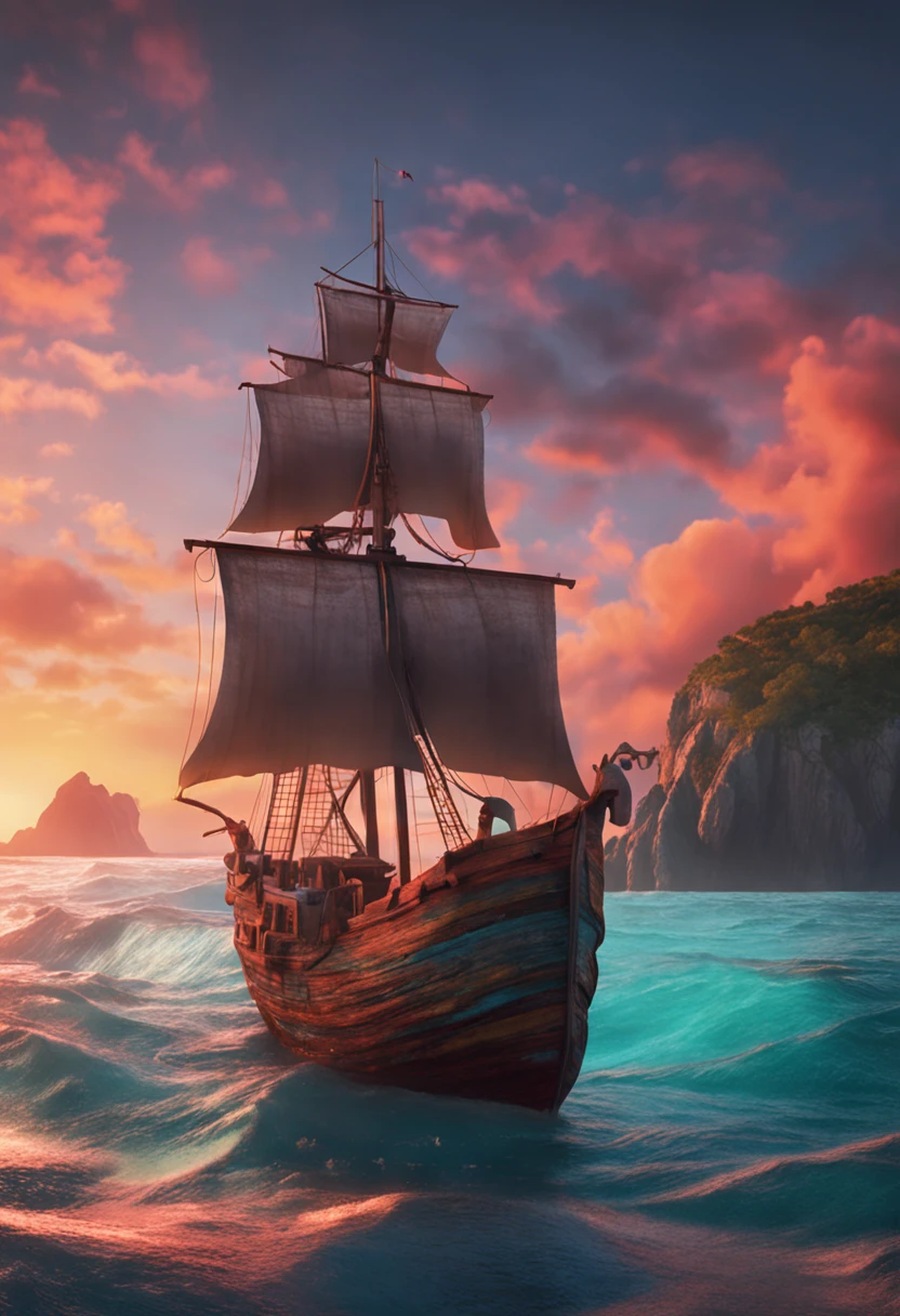 havia um barco pequeno, on the coast of this magical island. Havia uma menina, Pintura SNES