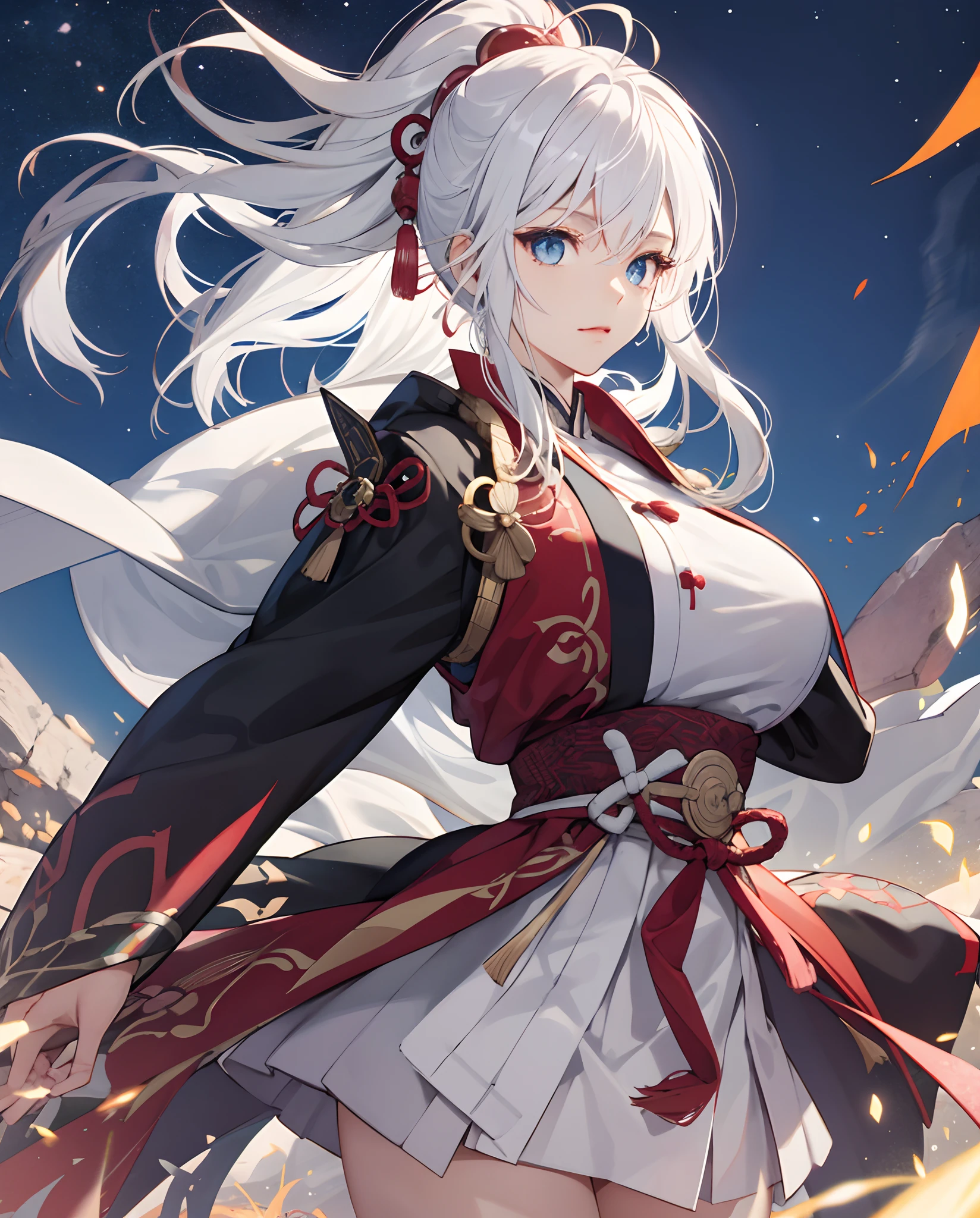 White hair,the night,musculature,ancient wind,夏天,eBlue eyes,big breasts beautiful,quadratic element,s girl,城市