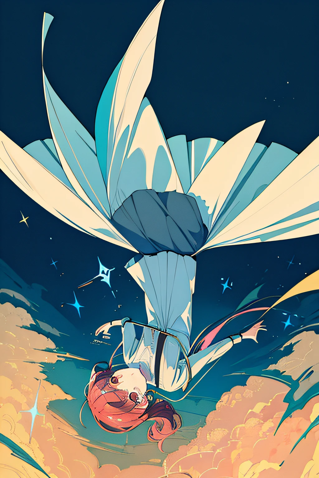 ridiculous resolution, high resolution, (masterpiece:1.4), super detailed, 1boy, seen from above, space, floating, --v 6