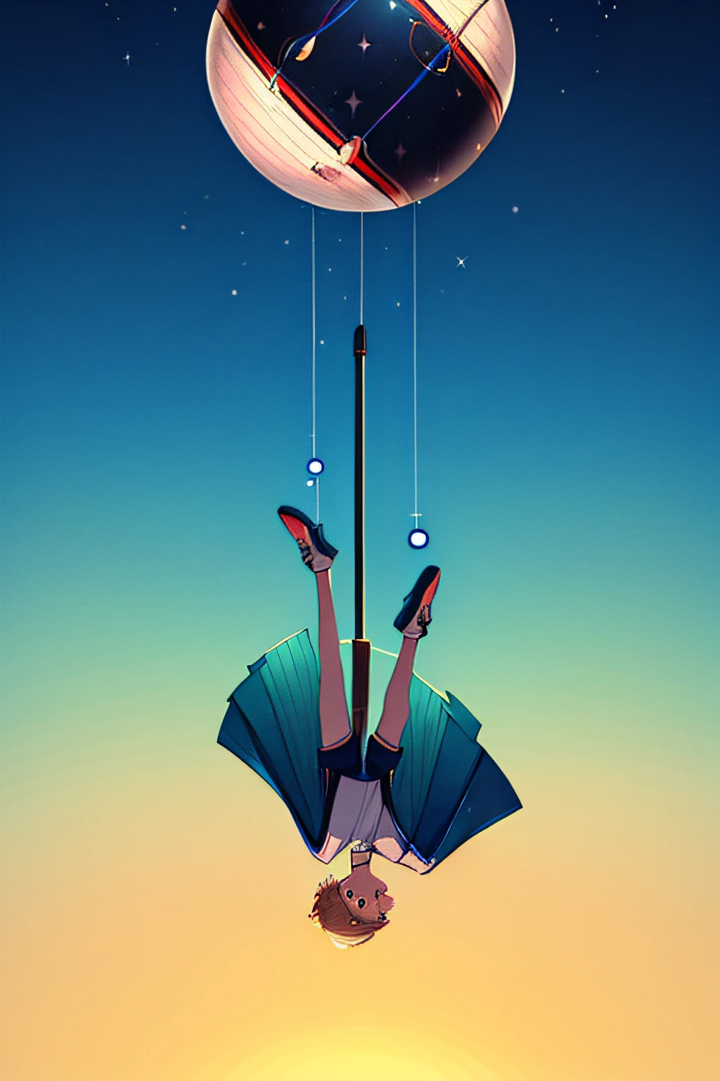 ridiculous resolution, high resolution, (masterpiece:1.4), super detailed, 1boy, seen from above, space, floating, --v 6
