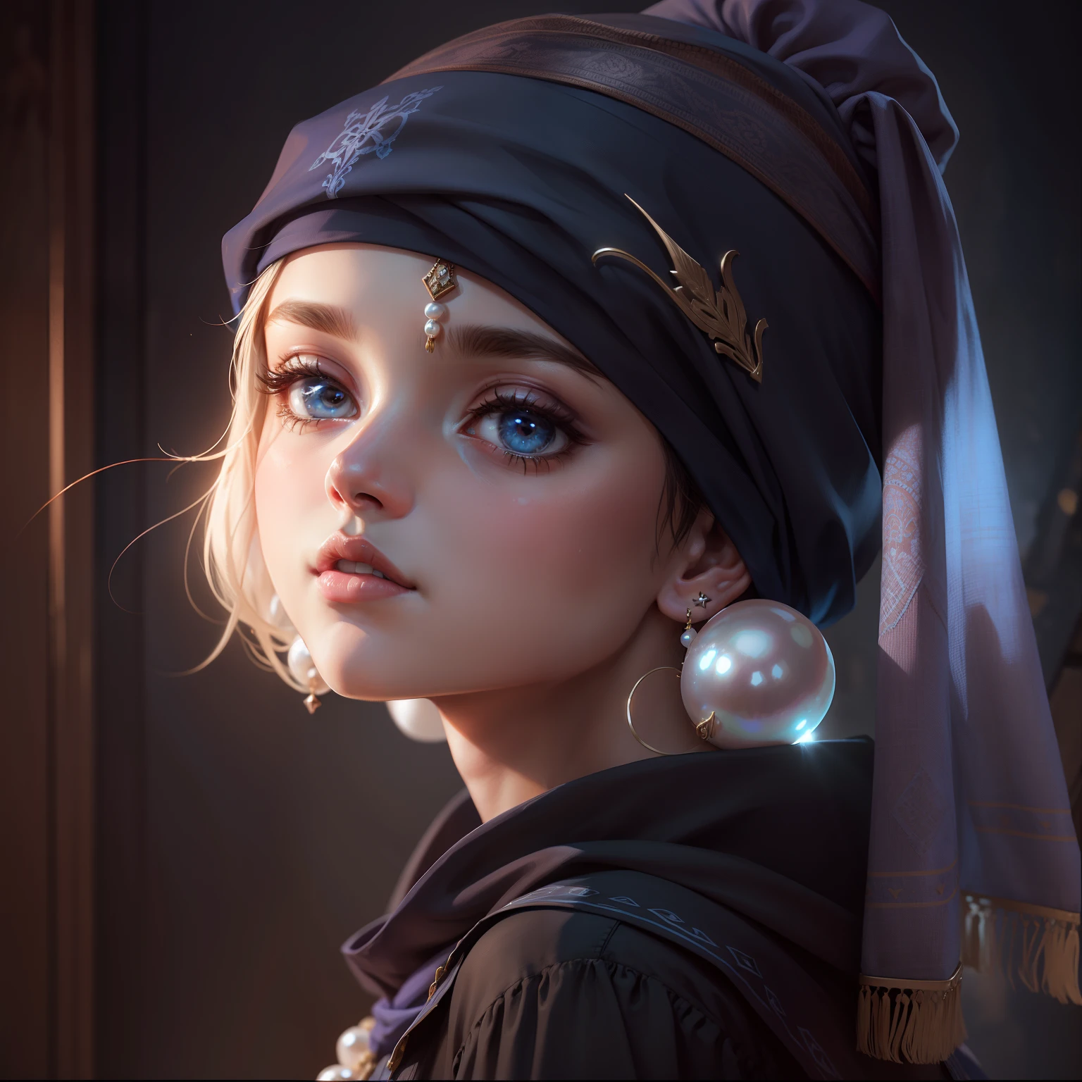 k hd,Background purity,Girliness,Pearl earrings,Blue bandana
