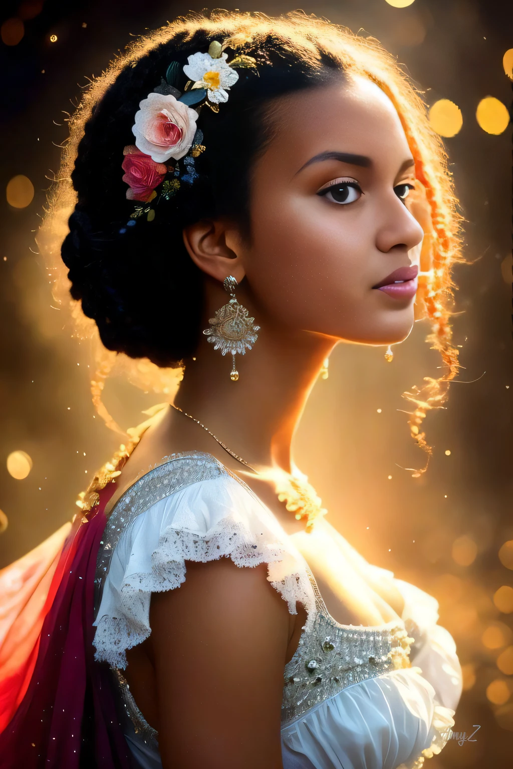 uma mulher com uma flor no cabelo e um vestido vermelho, mulher linda, beleza tradicional, linda mulher bonita, beautiful portrait, retrato muito bonito, Princesa africana deslumbrante, lindo retrato, lindo e lindo, lovely bohemian princess, imagem retrato bonita, retrato impressionante, foto de uma mulher bonita, mulher muito bonita, Indian girl with brown skin, Mulher mexicana bonita, beautiful portrait lighting