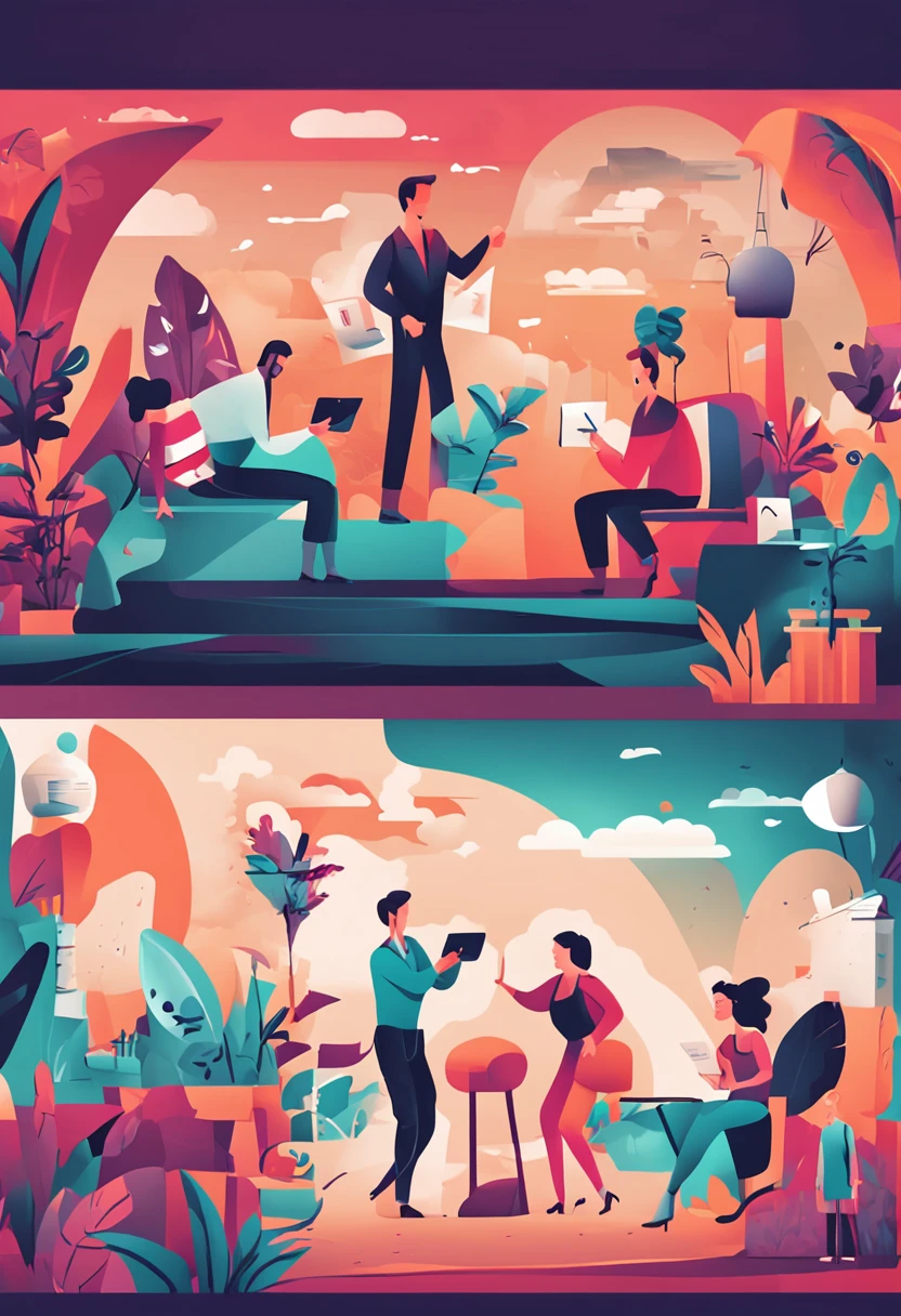 Business Teamwork illustrations, Mega set, Collection of scenes with men and women
taking  part in business, A simple, minimalistic  art with mild colors, vector style