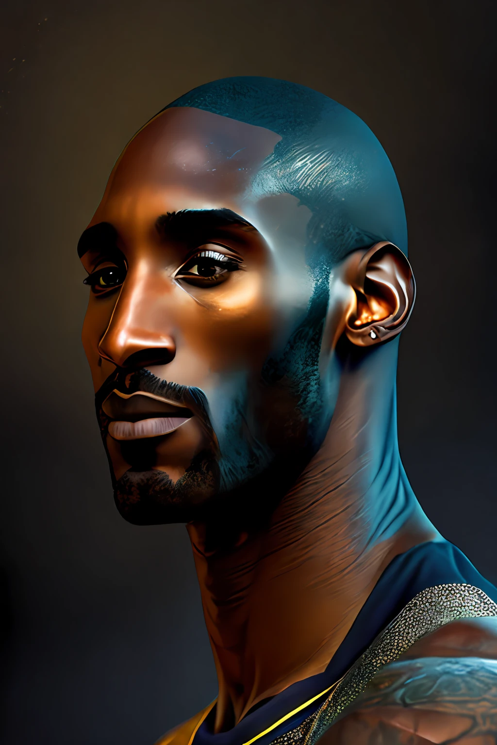 "kobe Bryant, rosto kobe Bryant, jogador de basketball, Anjo ????? masculino antigo, Futurismo Sombrio, cinemactic, detalhes finos, 8k, tiro escuro: 0.7, Subsurface scattering, ambient lighting: 1.3, art-station: 1.3" kobe, kobe bryant portrait,
