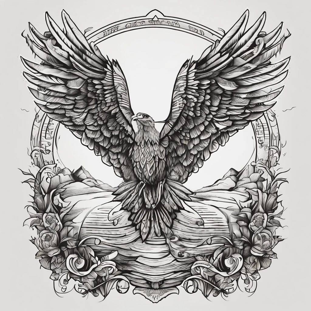 Tattoo drawing，New tradition，Golden winged rock bird，drak，Mountain and Sea Scriptures，