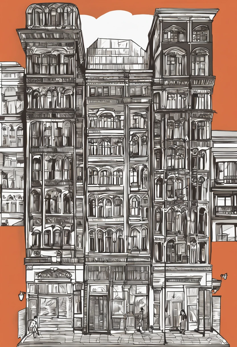 Color de fondo: Una paleta de colores oscuros, predominando tonos grises y negros, with bluish undertones to accentuate the mysterious atmosphere.
Imagen central: An illustration or photograph of the Lucerne building, BUENOS AIRES , ARGENTINA. Debe ser una vista angular desde abajo hacia arriba, capturing its majesty and antiquity. Las ventanas del edificio tienen luces tenues, and one or two windows are fully lit, sugiriendo actividad o presencia dentro.
sombras: Siluetas de tres personajes (Carlos, Elisa y Gerardo) parados en un pasillo oscuro, with an antique lamp hanging above, arrojando luz sobre ellos. En la mano de Elisa, The silhouette of a revolver is barely visible.