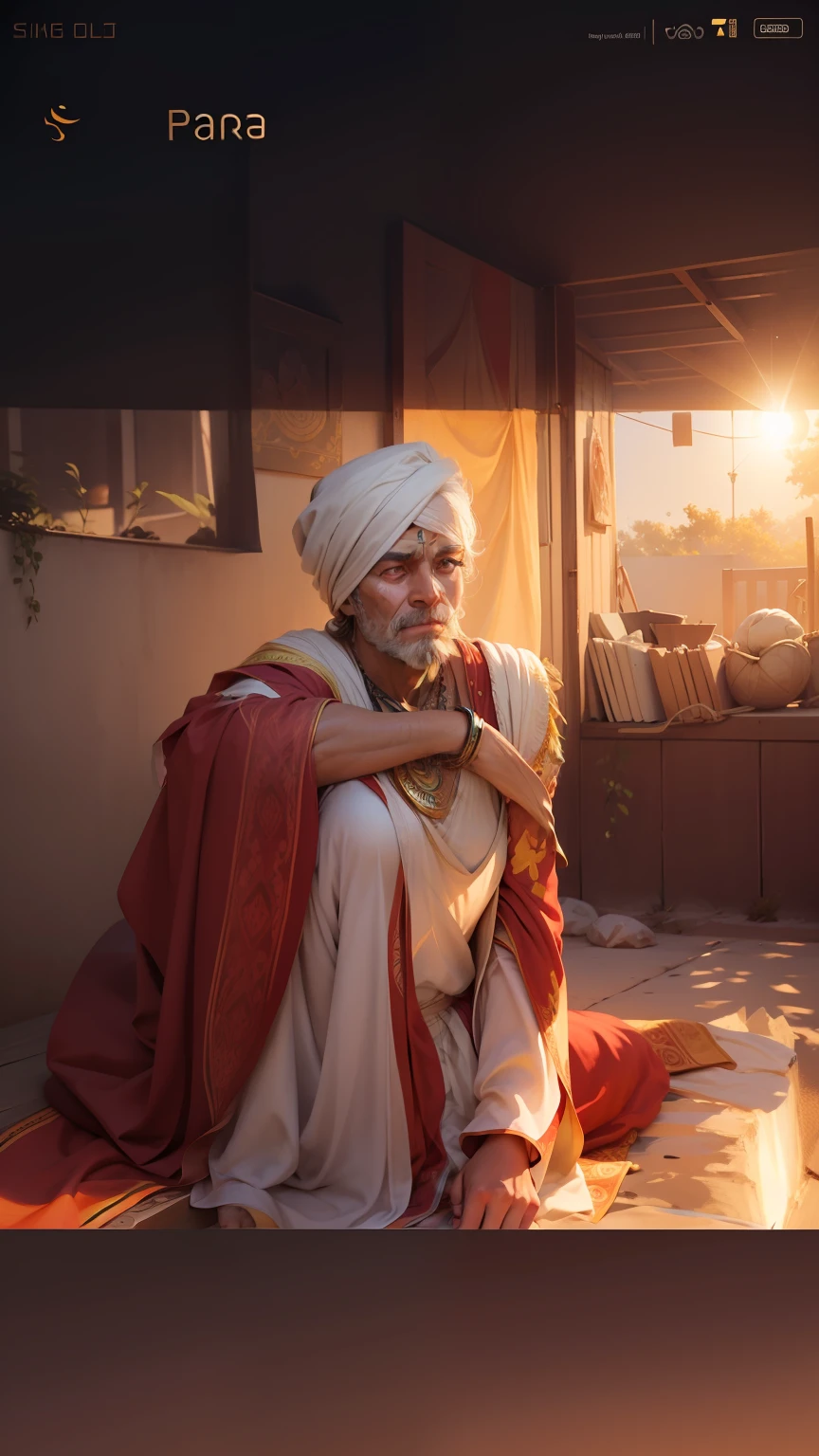 Change background with sun arise, siting on grash, realistic face