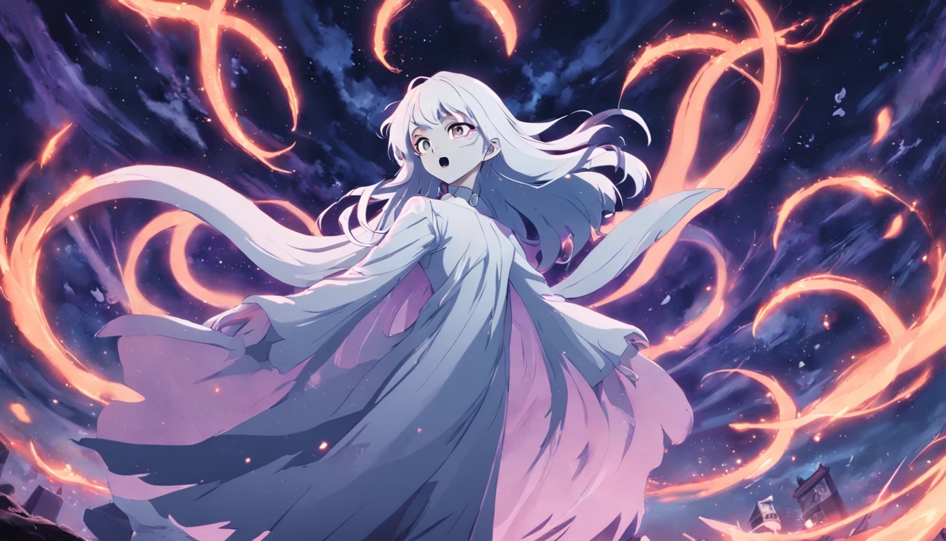 uma garota fantasma controlando varios fantasminhas