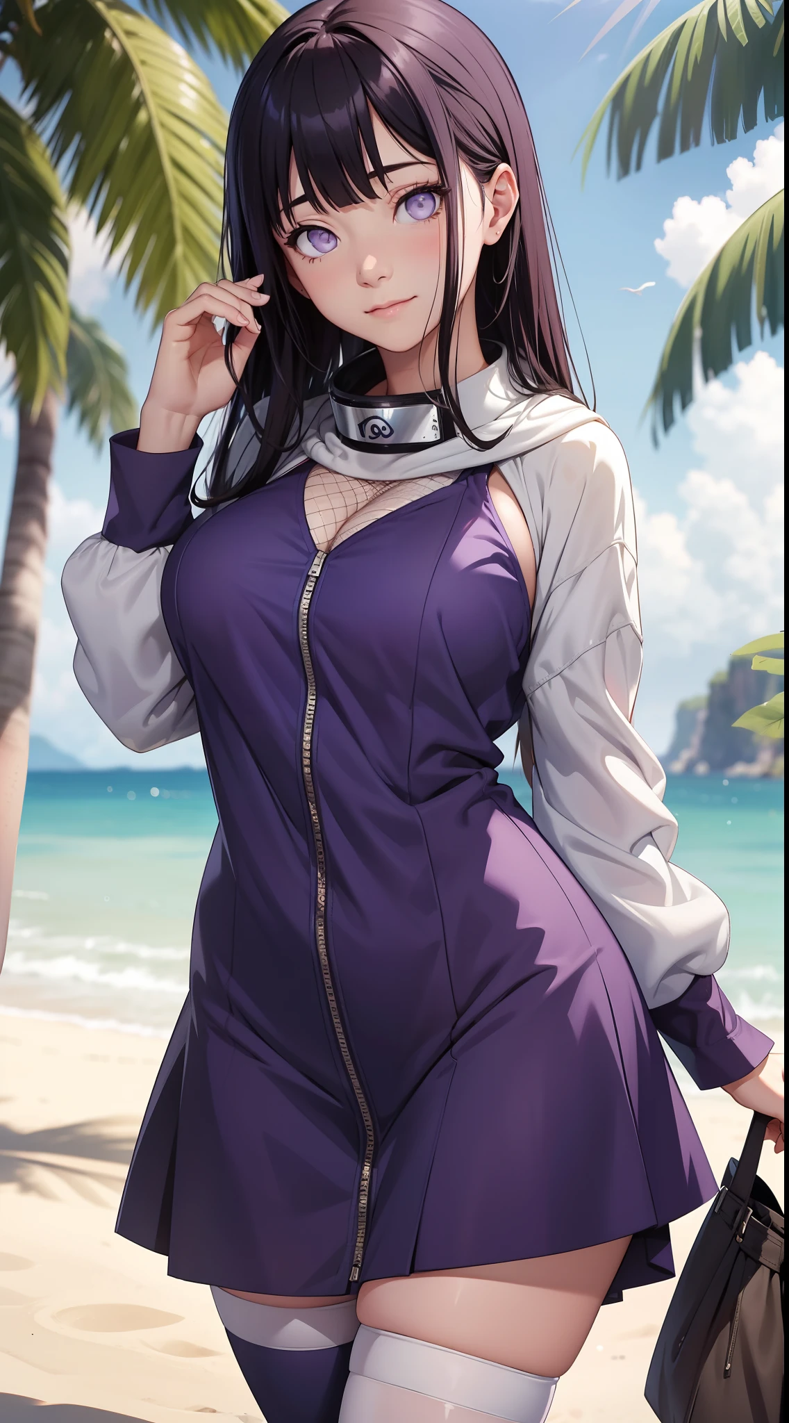 ((masterpiece), best quality, high quality, professional quality, highly detailed, highres, perfect lighting, natural lighting), (1girl, beautiful, medium breasts, (multicolored hair, silver hair,black hair,purple hair, long hair, high ponytail), perfecteyes eyes), (wearing crocodile texture print, extremelyBeautiful_beautifulclotheswild/Extremely beautiful clothes), on the beach, walking the boardwalk, <lyco:locon_perfecteyes_v1_from_v1_64_32:0.6>