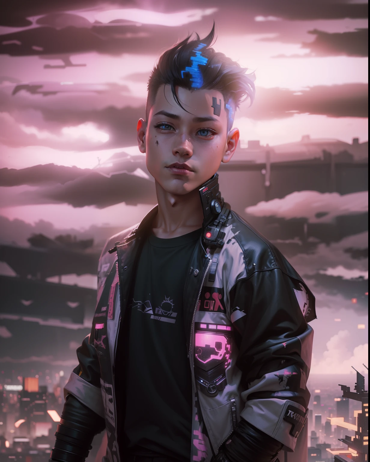cyberpunk little boy, high details --v 4