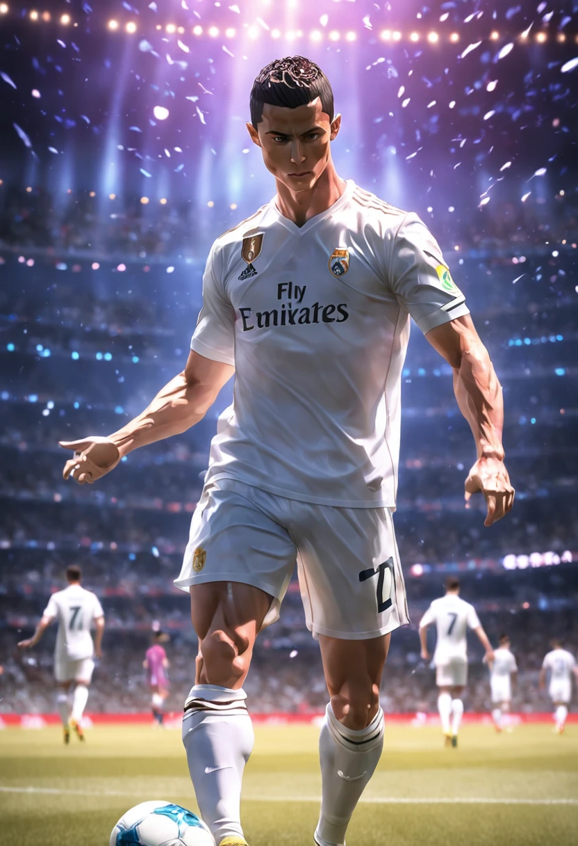 cristiano ronaldo,terno real madrid,(Estilo Pixar) (master part:1.2) (Bokeh) (best quality) (pele detalhada) (textura detalhada) (8k) (argila) (Cinematic lighting) (foco nítido)