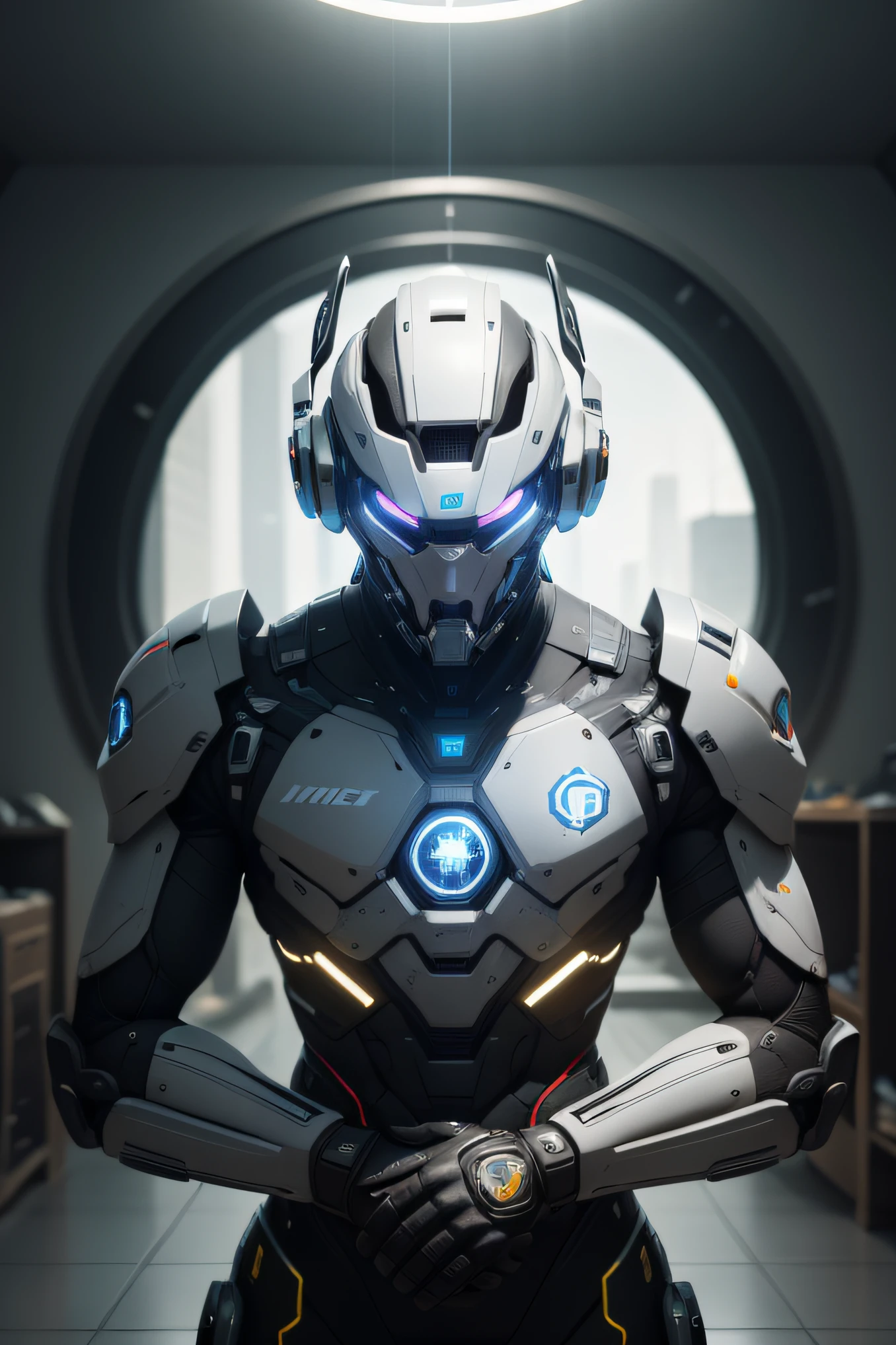 Baron Intelligent Bionic Robot logo, Personas masculinas, Piezas de robots cyborg, Cable Cable Electrical Cable, micro Chip con logo de bitcoin, Estudio luminoso, hiper fotorrealismo, Altamente detallado, Detalles intrincados, soft illuminaotion, luz de llanta, Renderizado por Octane, Renderizado de Unreal engine 5, Mechanical public enemy style, 8k, La mejor calidad, Obra maestra, ISO bajo, balance de blancos，High key lighting，Creates a smooth and ethereal feeling, con una profundidad de campo reducida