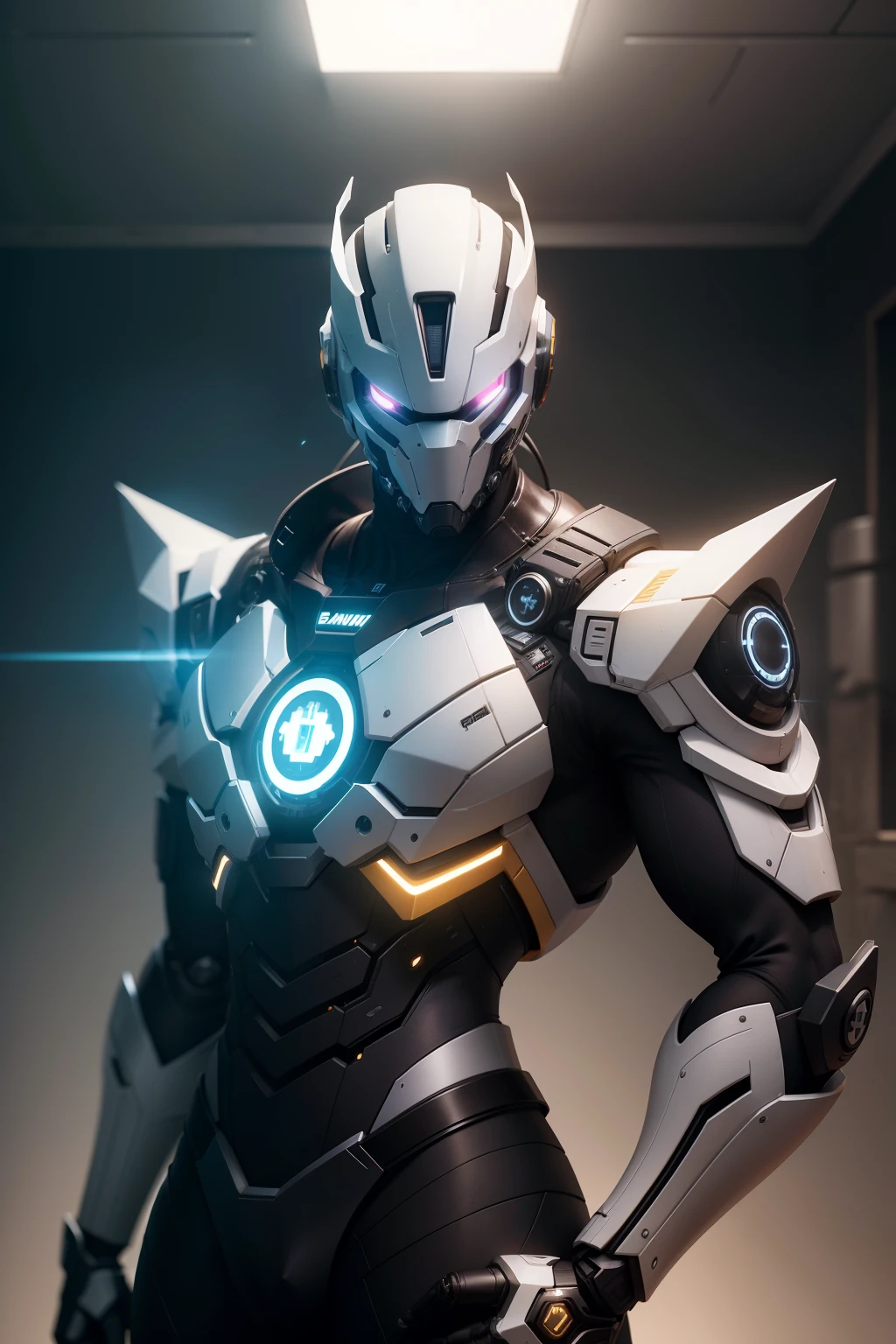 Baron Intelligent Bionic Robot logo, Personas masculinas, Piezas de robots cyborg, Cable Cable Electrical Cable, micro Chip con logo de bitcoin, Estudio luminoso, hiper fotorrealismo, Altamente detallado, Detalles intrincados, soft illuminaotion, luz de llanta, Renderizado por Octane, Renderizado de Unreal engine 5, Mechanical public enemy style, 8k, La mejor calidad, Obra maestra, ISO bajo, balance de blancos,High key lighting,Creates a smooth and ethereal feeling, con una profundidad de campo reducida