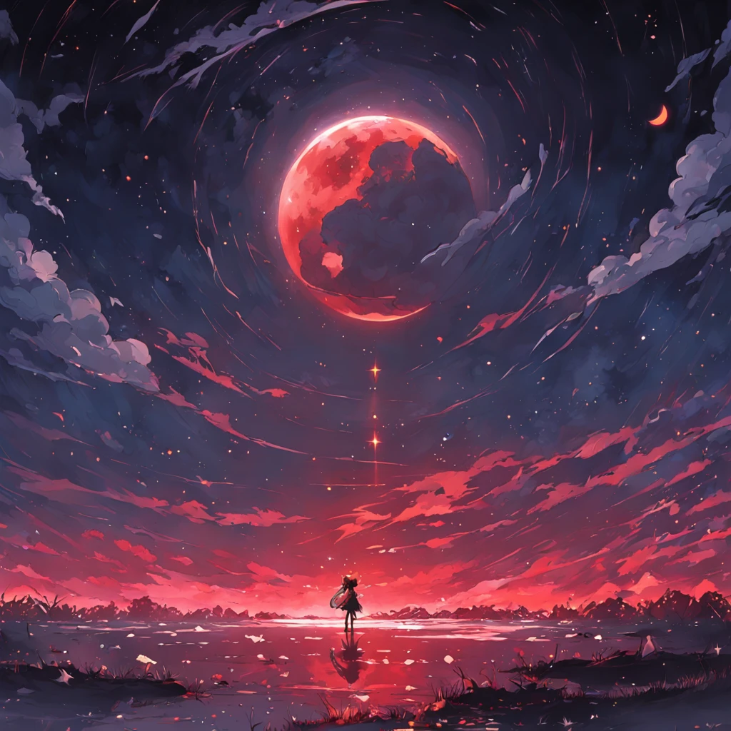 Starry night blood moon background