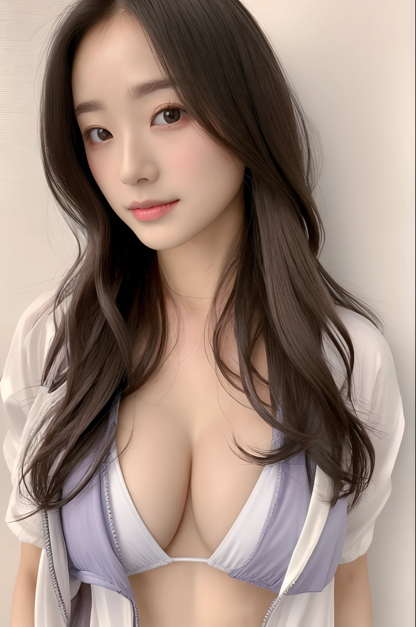 perfect figure beautiful woman, Protruding cleavage:1.5 , swim wears:1.5, A detailed eye, 二重まぶた，Whiten the skin，long whitr hair