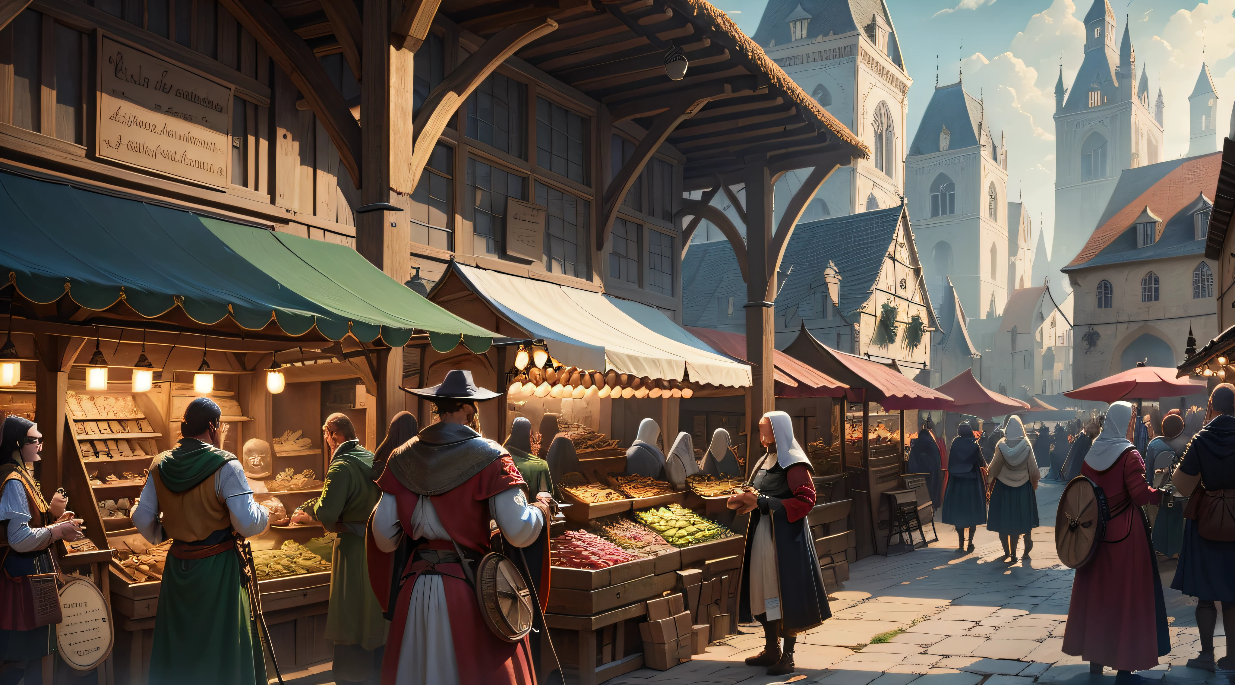 Bustling medieval market
