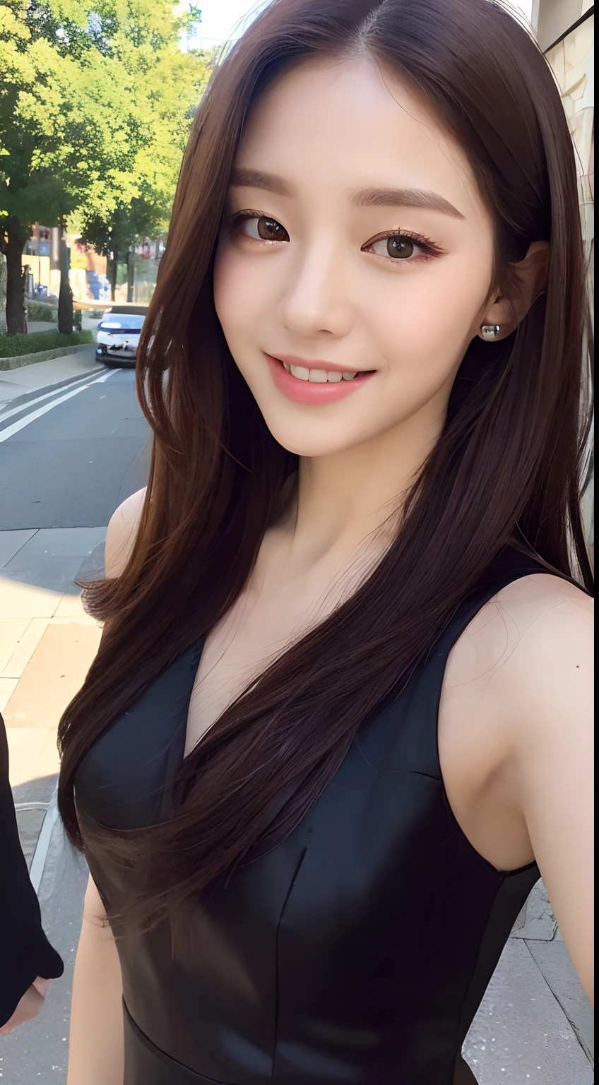 ((highest quality, 8k, masterpiece :1.3)), One Girl, close, ((A very affectionate smile:1.2)),Red lipstick,Dark lipstick,Beautiful woman, Big Breasts:1.3,Blouses with ruffles,Pink tight skirt,Highly detailed face, fine grain, double eyelid,  Blur the background, outside, sunny,cherry blossoms, spring, nature,amusement park, (Maximum resolution: 1.4), (Ultra high definition: 1.2), Cinematic Light, (Detailed eyesと肌), (Detailed facial features), 8k resolution, Perfect Style, Beautiful expression、Highly detailed faceと肌の質感、Detailed eyes、double eyelid、((Pure white skin:1.2)),Glossy Lips:1.2、Detailed lips,Wet lips,((Full Body Shot:1.2)),(Straight Hairstyles、Light brown hair)、One-length long hair、175cm