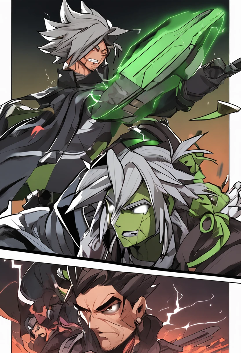 Armadura preta e verde, hero, estilo de arte de dark cloud 2, Broly, Itachi, Personagem hd, conceito de corpo inteiro, personagem de anime, ( ( arte conceitual do personagem ) ), personagem estilo anime, escuro, estilo de arte guilty gear, Green Energy Protection