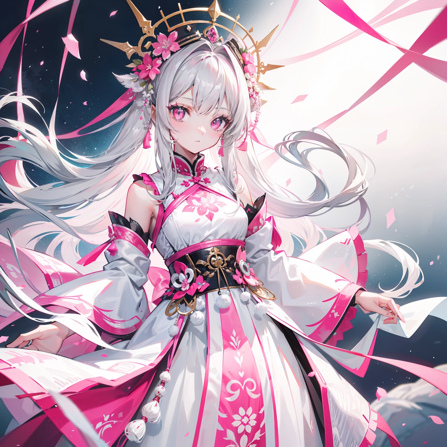 Long hair with silver-pink chewing gum,Ethnic costumes with pink and white Hmong silver ornaments,Looks a little bleak and idiotic,Inherently intelligent,She is a sweet beautiful girl