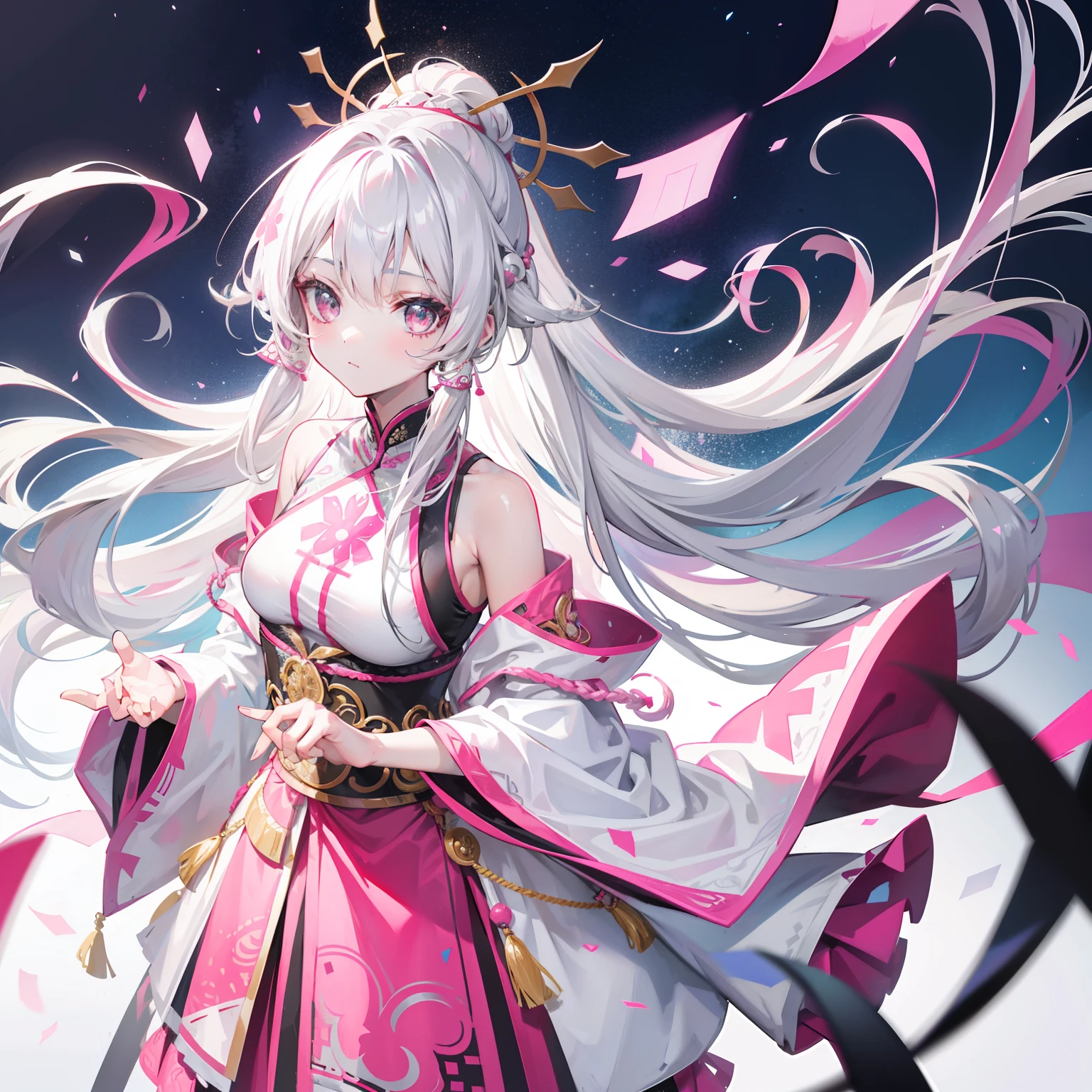 Long hair with silver-pink chewing gum,Ethnic costumes with pink and white Hmong silver ornaments,Looks a little bleak and idiotic,Inherently intelligent,She is a sweet beautiful girl