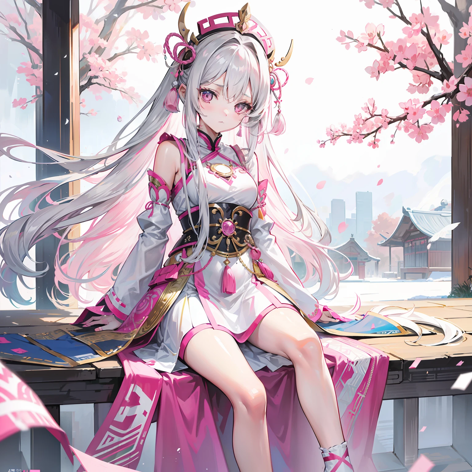 Long hair with silver-pink chewing gum,Ethnic costumes with pink and white Hmong silver ornaments,Looks a little bleak and idiotic,Inherently intelligent,She is a sweet beautiful girl