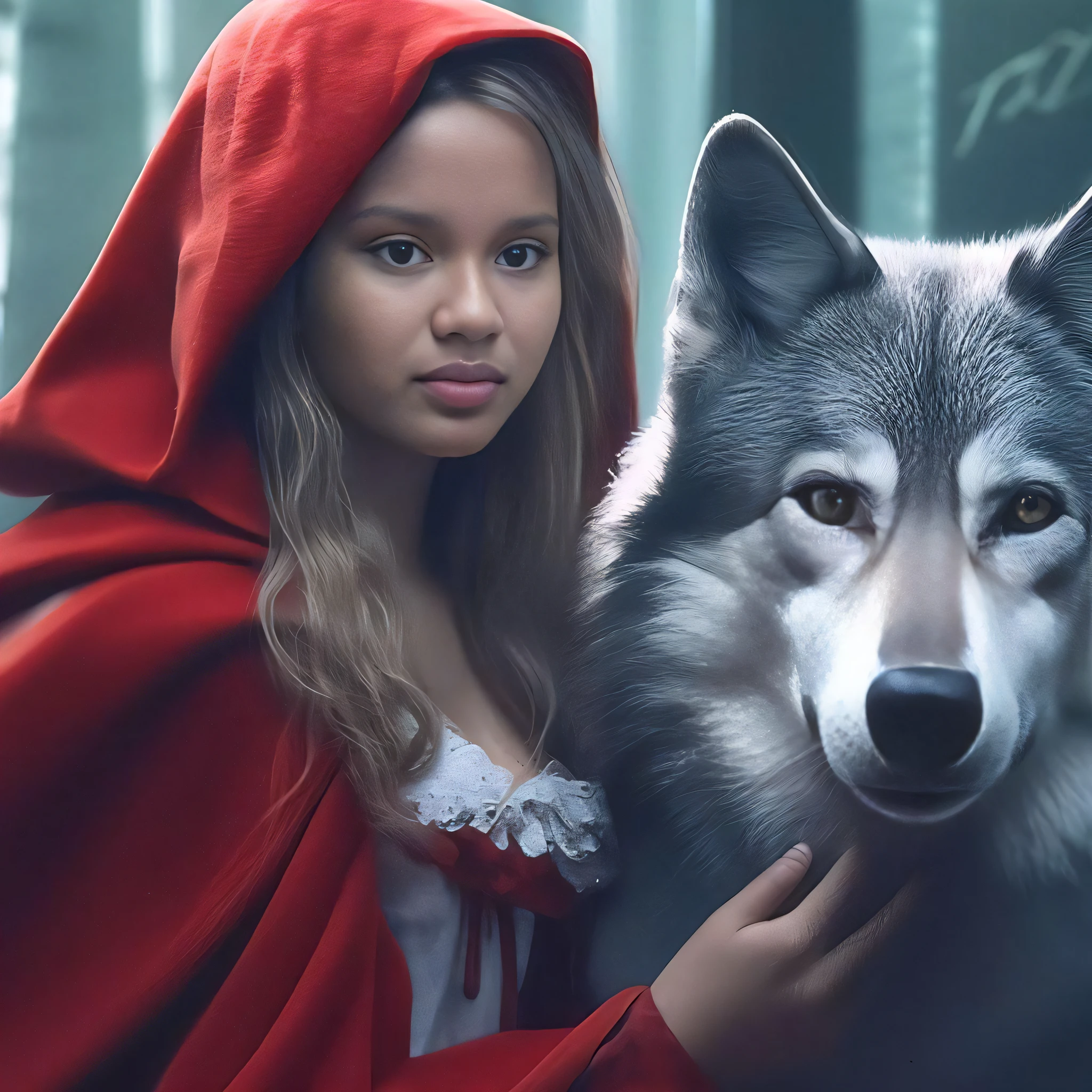imagem arafed de uma em um capuz vermelho e um lobo, Chapeuzinho Vermelho, Angiewolf, wolfgirl, Chapeuzinho Vermelho, thief red riding hood, Capuzes vermelhos, vestido com um belo manto vermelho, Magali Villeneuve», companheiro lobo, Lobo Mau Grande, female anthropomorphic wolf, Lobos e seus tesouros