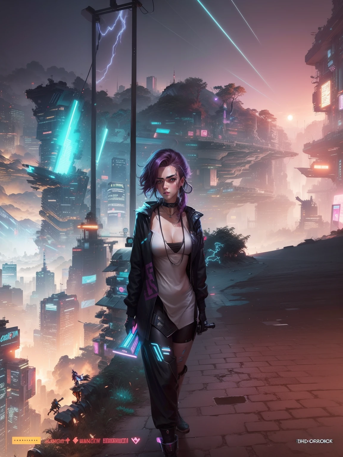 Cartoon imagine, cyberpunk handsome girl, full HD 8k,