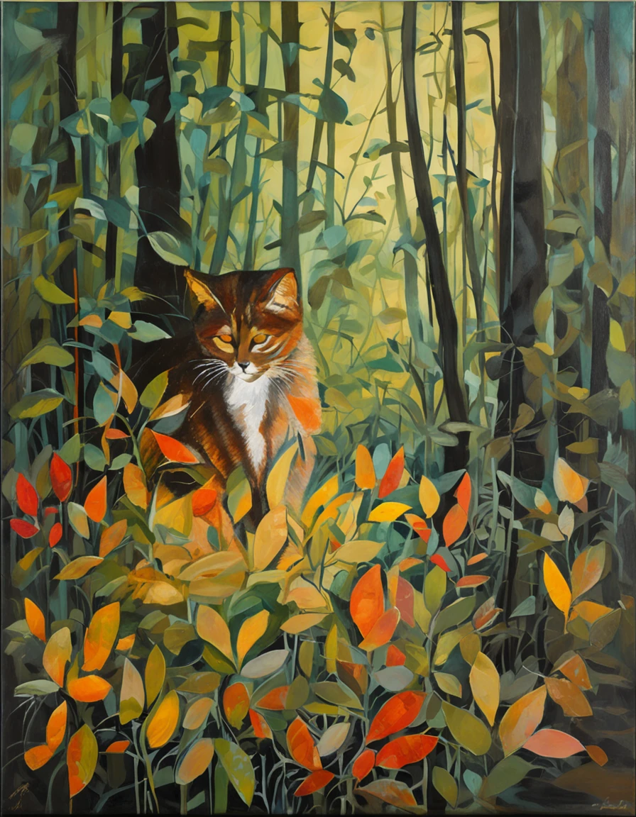 um gato negro e misterioso se esgueirando pelas sombras de uma floresta encantada. The moonlight filtered through the leaves creates magical patterns on the ground, enquanto os olhos brilhantes do gato refletem a lua cheia. The atmosphere is charged with mystery and charm, As if the cat were a keeper of the secrets of the forest. Detailed illustration in black and grayscale, with a focus on textures and magical atmosphere.