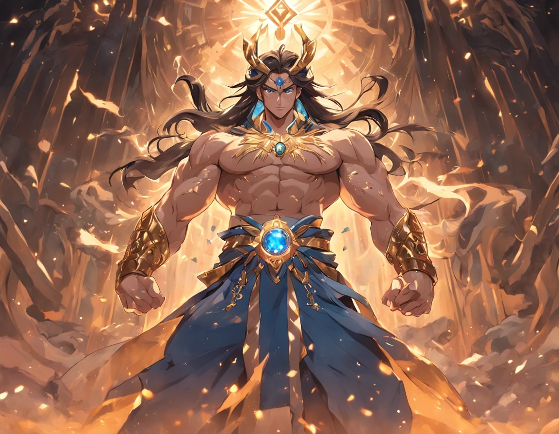 God, best quality, 1 Java god, 1 Java man, Lord Anuman, Black hair, upper gold armor, lots ornament on body, gold and gemstone clothes, Four arms , Java boots, Java mythology, blue eyes, mid long hair, Java little crown, American face, serious look, anger, blue skin, low light, natural light, Java street, low light, light rays, aura power, doing a power, blue eyes, back Five headed snake, looking ahead, male focus, big muscles, body builder, movie composition, depth of field, bokeh, standing, full body -imagine