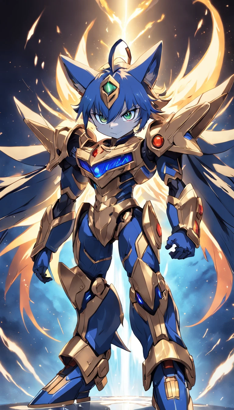 tiger, 4 legs, jet pack, powerful, small, level: 9, solo, best quality, master peice, glowing, yugioh style, yugioh monster, duel monster, outline, digimon, pokemon, sparkle