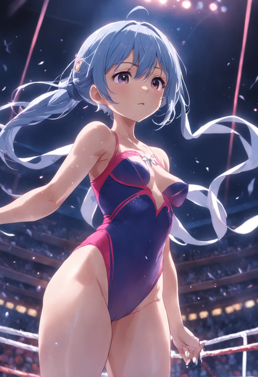 Super small breasts、leotard、rhythmic gymnastics、erectile nipple、athletic field、Short Bob