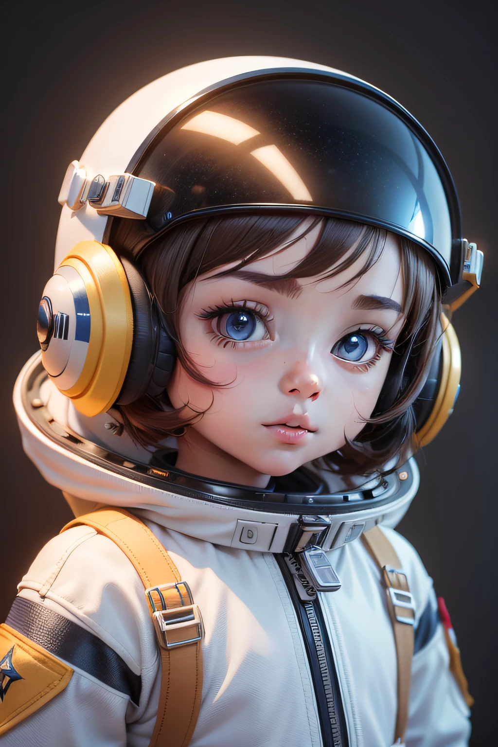 Il y a une jeune fille avec casque et casque, Rendu 3D mignon, petit astronaute levant les yeux, Portrait anime Space Cadet Boy, Cute 3D anime boy rendering, cute detailed digital art, male explorer mini cute boy, stylized 3d render, art de personnage rendu 3d 8k, cute digital painting, style anime 3d, Super Detailed Rendering