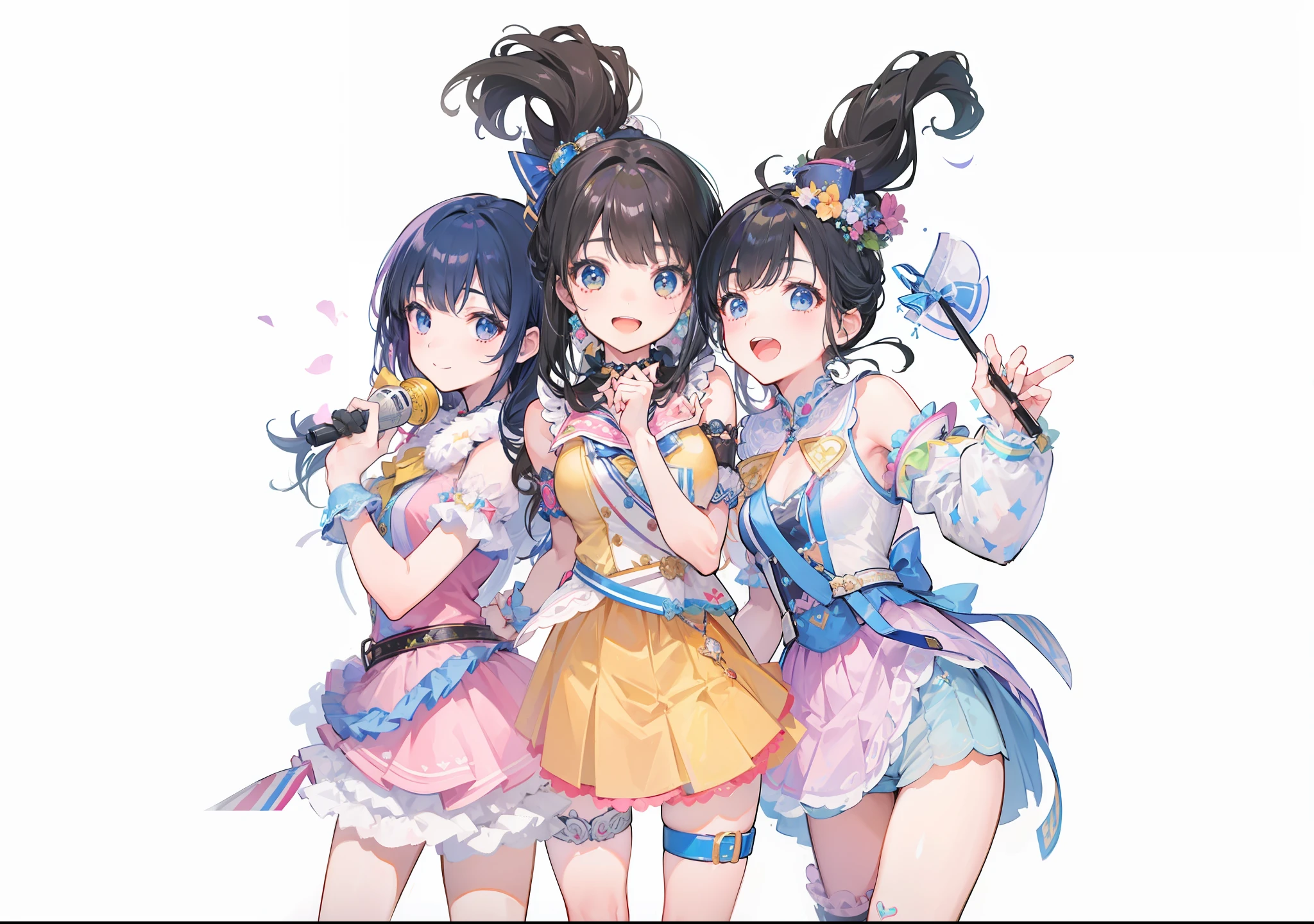 Three girls、(((idol group)))、Audience、Live performance venue、((Masterpieces of the highest quality:1.2))